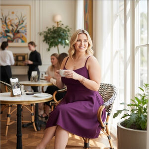 City Studio Women Eggplant Purple Cocktail Party Event Skater Mini Dress Sz 22 W